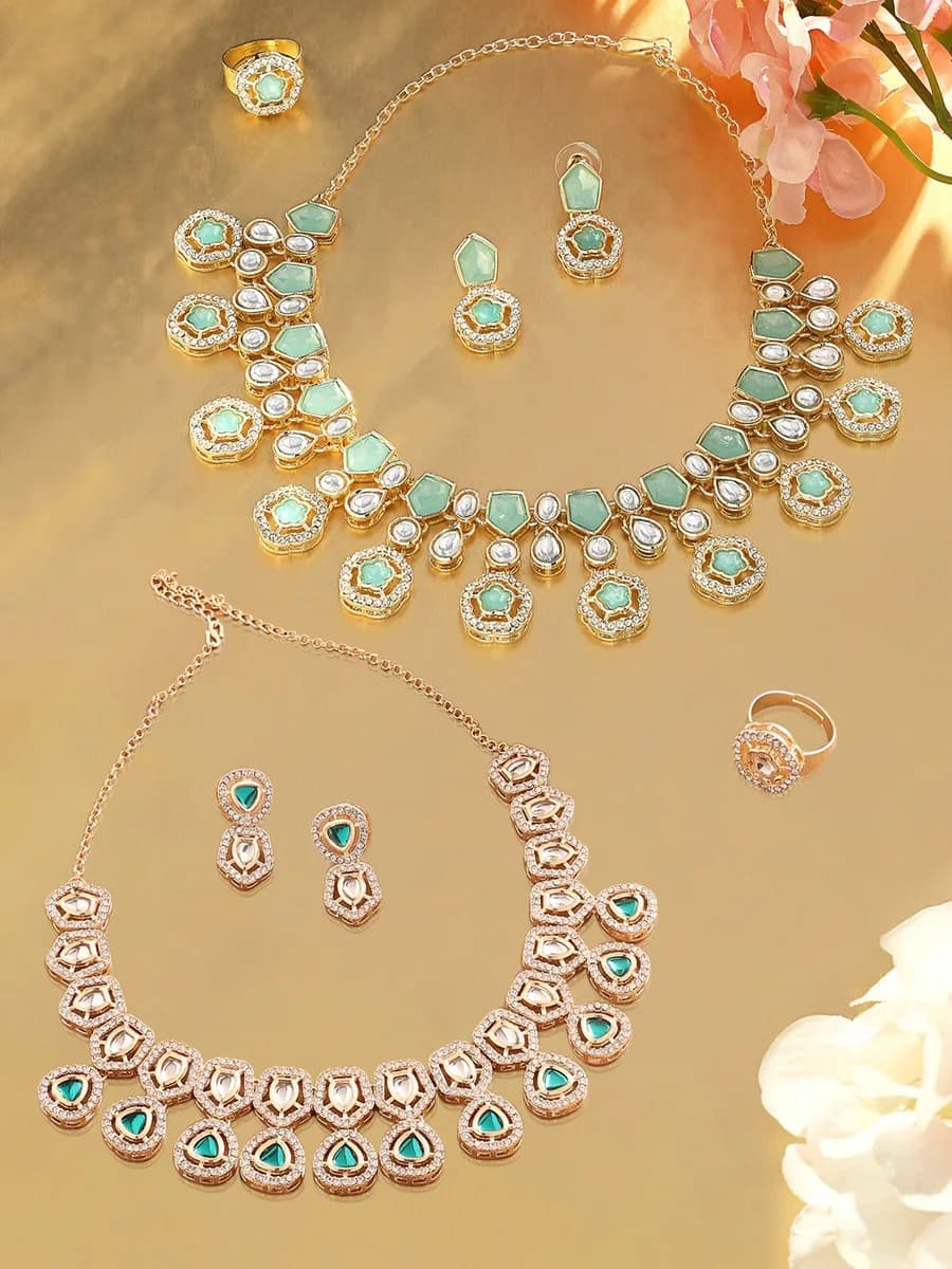 Zaveri Pearls Gold-Plated Austrian Diamond Stone
