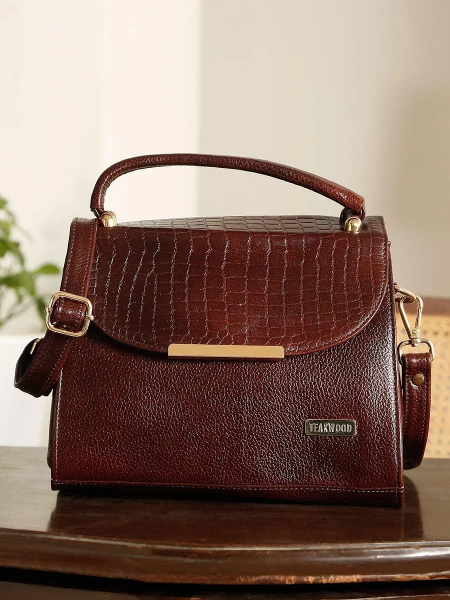 Teakwood Leathers Textured Leather Structured Sling Bag