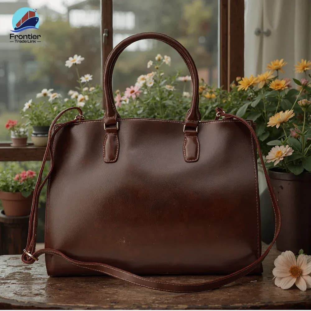 Women Brown Leather Handheld bag