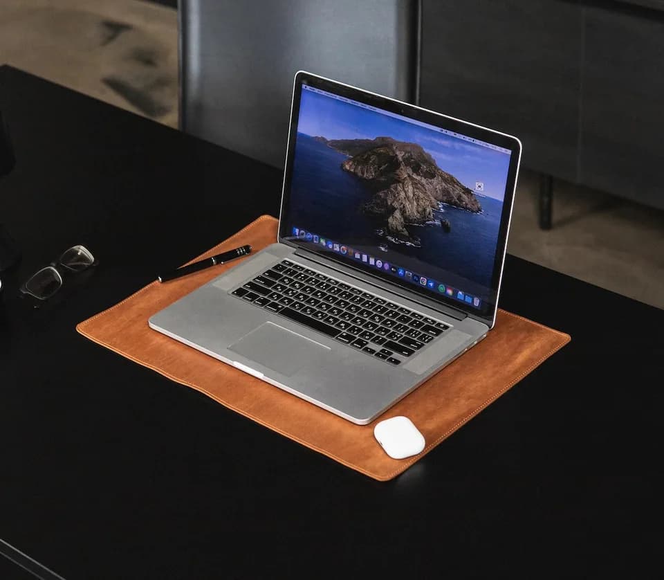 Leather Desk Blotter & Mousepad Set