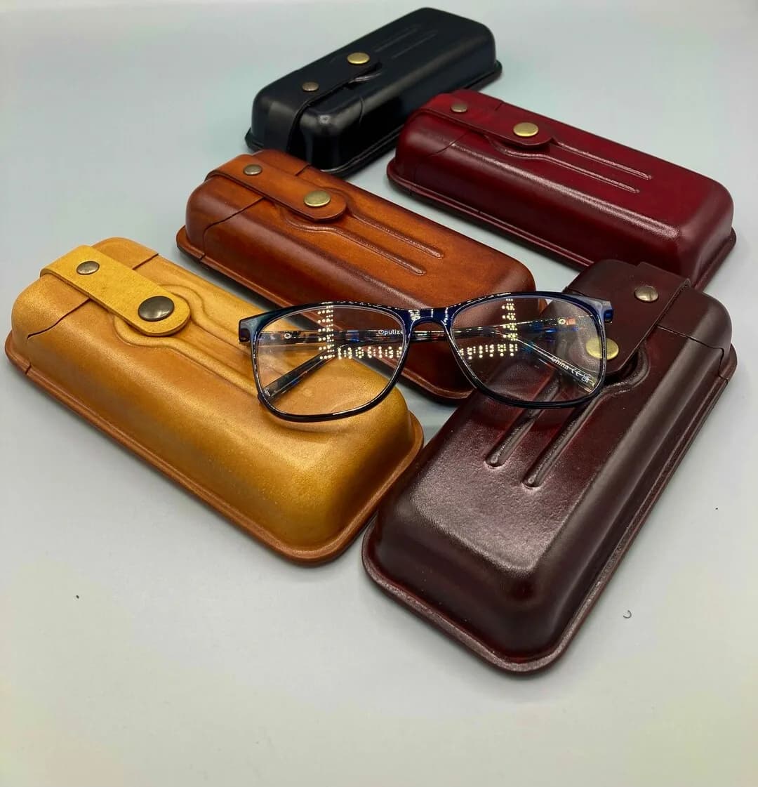 Foldable Eyewear Hard Leather Case