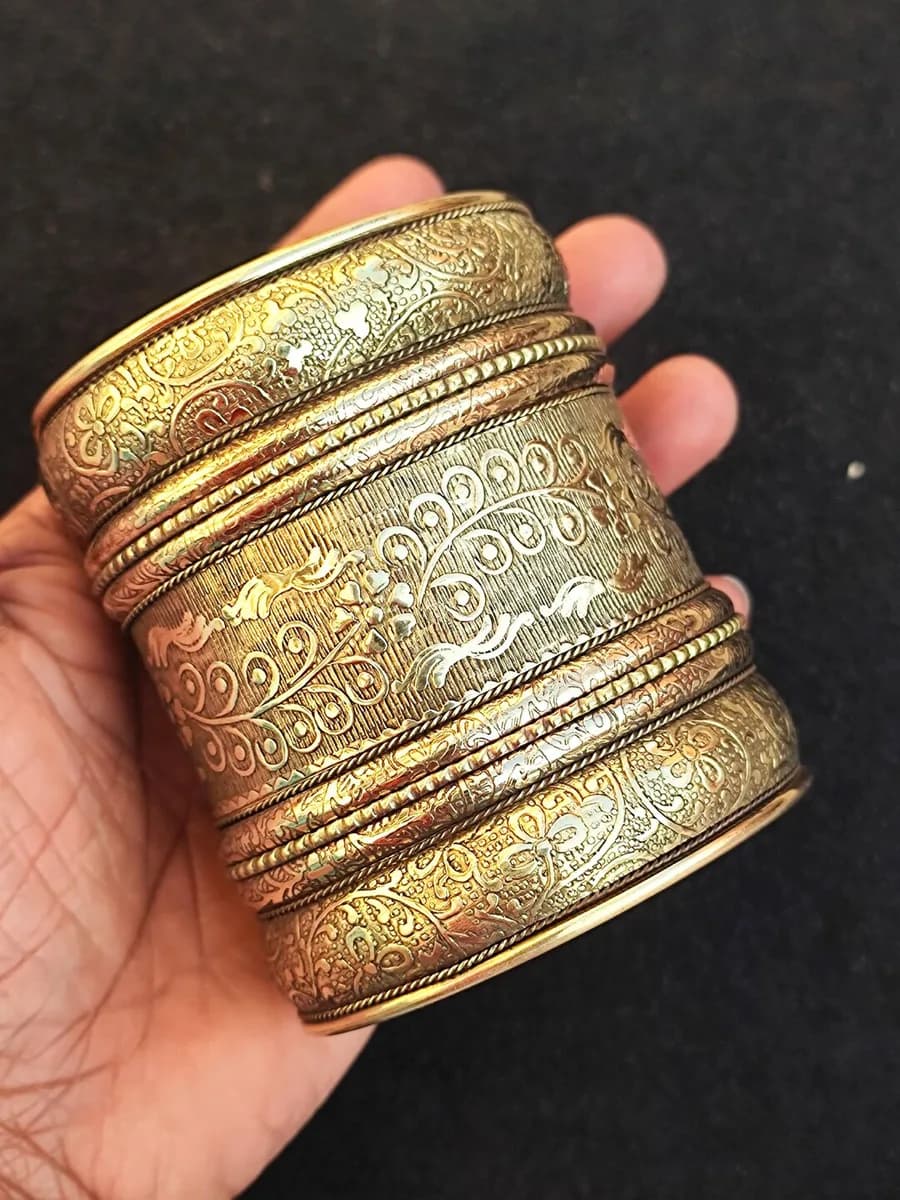 Hand-Carved Brass Cuff Bracelet